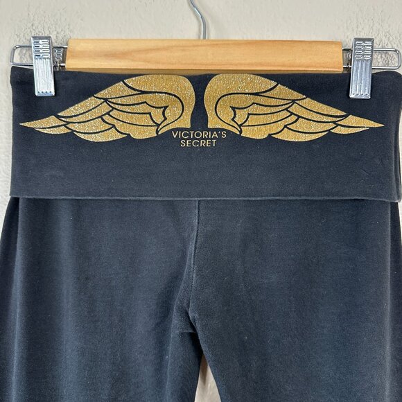 Victoria’s Secret Womens XS Yoga Pants Foldover Flare Leg 2010s Athleisure Black - Picture 5 of 6